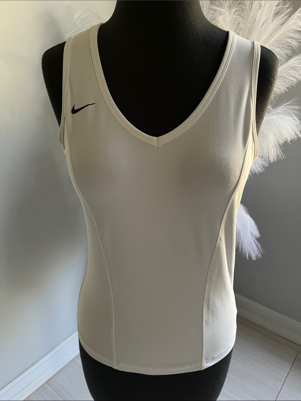 Nike Women's Cream V-Neck Performance Tank